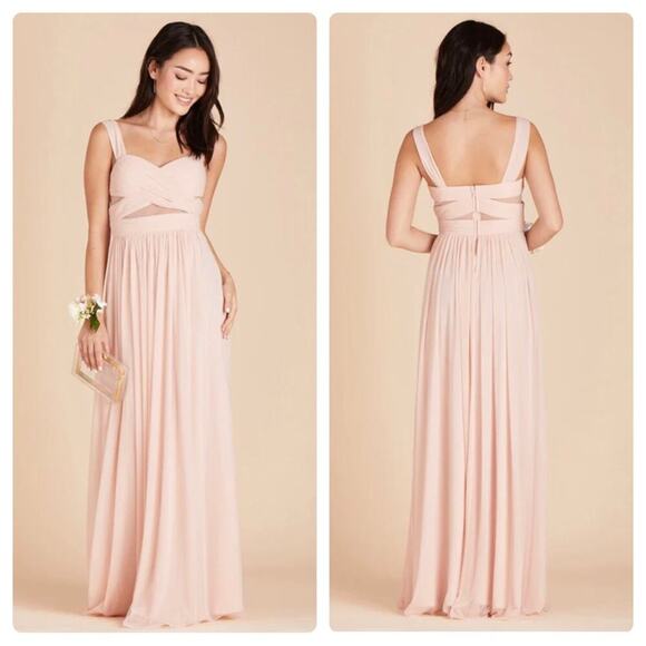 Birdy Grey Elsye Sleeveless Mesh Cutout Bridesmaid‎ Dress in Pale Blush Sz S NWT - Picture 1 of 11